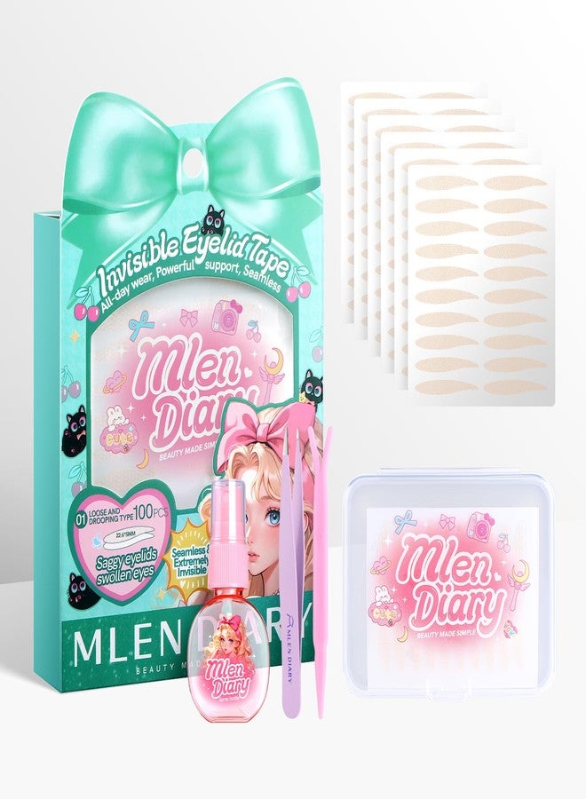 ملين دايري شريط لاصق للجفن المزدوج من MLEN DIARY، شرائط رفع الجفن غير المرئية للعيون المتدلية، شرائط رفع الجفن المترهلة مع أدوات (100P-22.6 * 5 مم) - Image 1